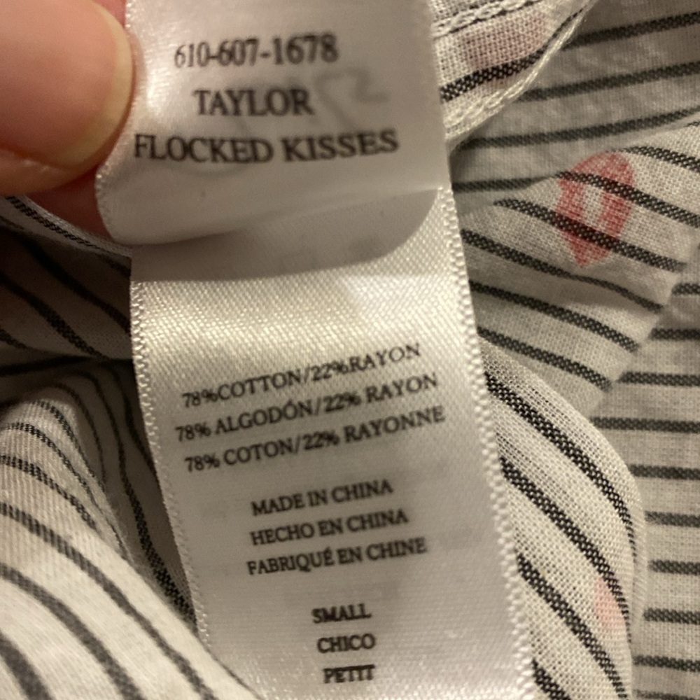 Rails Taylor Striped Lip-print Cotton-blend Shirt In Flocked Kisses NWT! - Picture 7 of 10